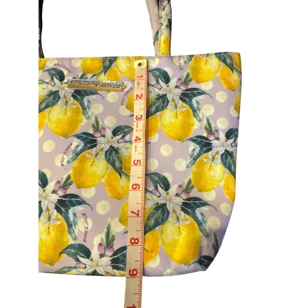 Betsey Johnson Lemon Print Tote Bag Insulated With Top Zipper & Dual Handles - Picture 9 of 9